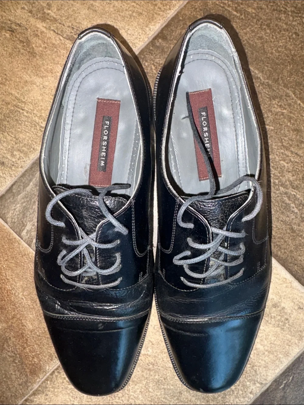Florsheim Black Cap-Toe Leather Oxfords